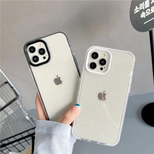 Simple 3 In 1 Transparent Shockproof Acrylic Back Protective Phone Case Cover Skin For iPhone 7 8 Plus 11 12 Pro Max X XR XS Max