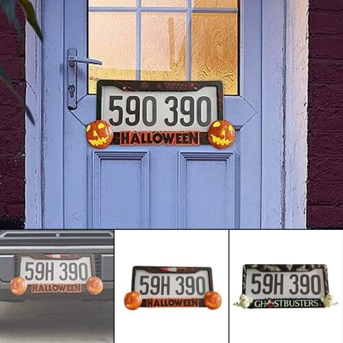 Halloween License Plate Frame Personalized Resin License Plate Decoration for Most Vehicles Easy Installation BOM666