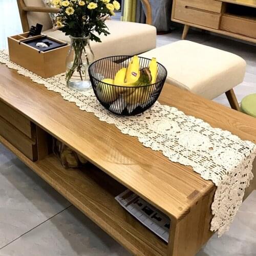 RAYUAN Hand Crochet Flower Table Runner 100% Cotton Knitting Nostalgic Pastoral Photography Props Tablecloth Table Cover