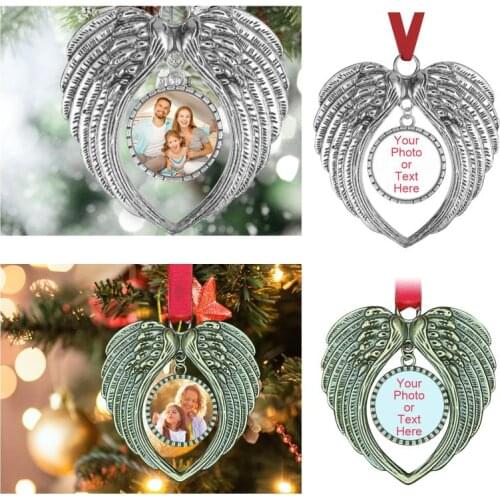 Valentines Day Christmas Party Holiday Party Props Photo Frame Pendant Angel Wing And Heart-shaped Christmas Tree Ornaments