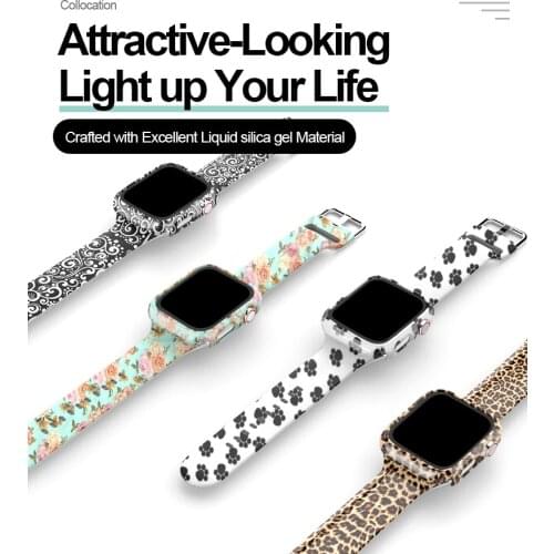 Bands+Case for Apple Watch Band 44mm 40mm 42mm 38mm with Screen Protector Cover, Glass+Silicon Wristband Strap for iwatch 654321