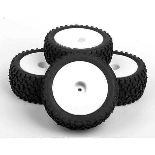 RC 4 pcs 90mm 1:10 rubber front and rear rims and 12mm white hex wheel fit for HSP HPI RC buggy off road car # 484 parts accesso