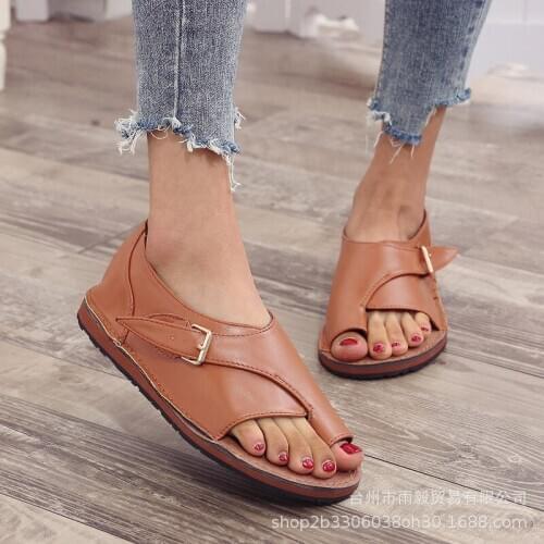 2020 Summer Women Wedge Sandals Premium Orthopedic Open Toe Sandals Vintage Anti-slip Leather Casual Female Platform Retro Shoes
