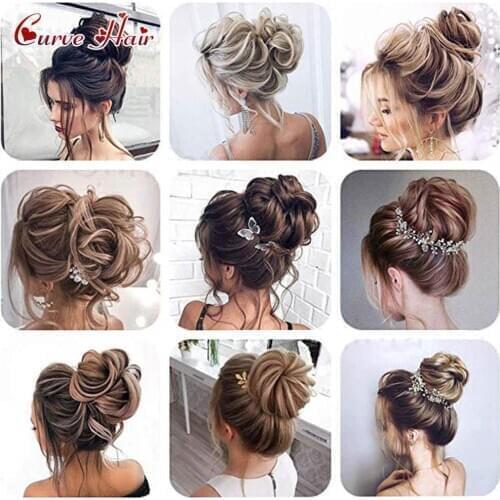 Chignon Women Girls Curly Messy High Quality Synthetic Fiber Hairpiece Various Colors Potnytail Scrunchie Hair Bun