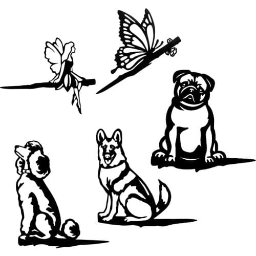 Outdoor Decor Metal Art Animal Silhouette Sculpture Garden Lawn Backyard Tree Wall Ornaments