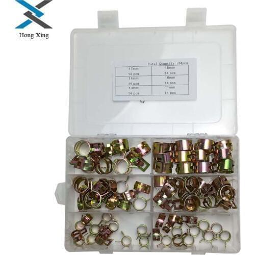 84pcs Spring Band Type Action Fuel line Clamp Silicone Vacuum Hose Pipe Clamp Hose Clamp Low Pressure Air Clip Clamp (10-18mm)