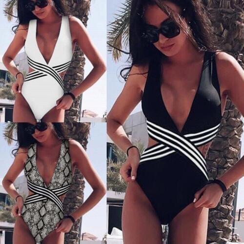 2019 Women Sexy One Piece Swimsuit Out Swimwear Women Monokini Bodysuit Bandage Vintage Bathing Suit Beach Wear