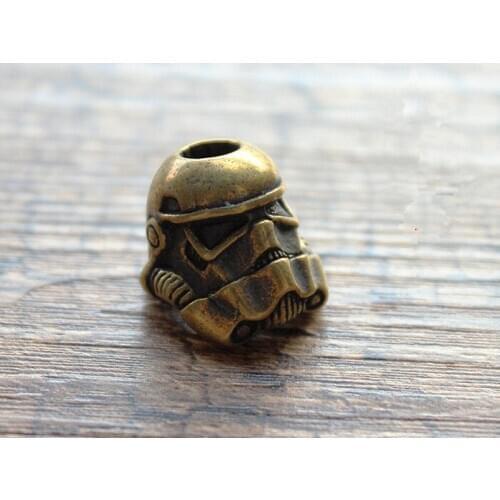1PC Star Wars Warrior Helmet Brass Retro Knife Bead Lanyard Pendant Copper Rope Pendant Outdoor EDC Pocket Tools
