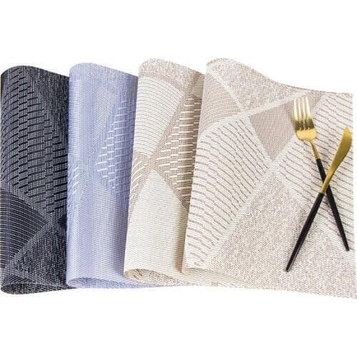 1PC Teslin Jacquard Blocks Table mats Home Decoration Stain Resistant Geometric Coaster Pad Mat Washable Vinyl Table Placemats