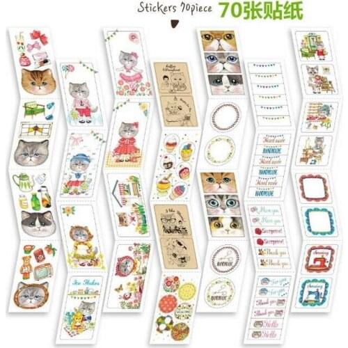 100pcs/set kawaii uncle cat bookmark stickers flashcards best gift for reader book marks stationery office papelaria