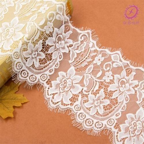 17CM Width*3yards Soft Knitted Eyelash Lace Fabrics Shiny 100% Nylon Underwear Lace Eyelashes Lace Ribbon Sewing Accessories