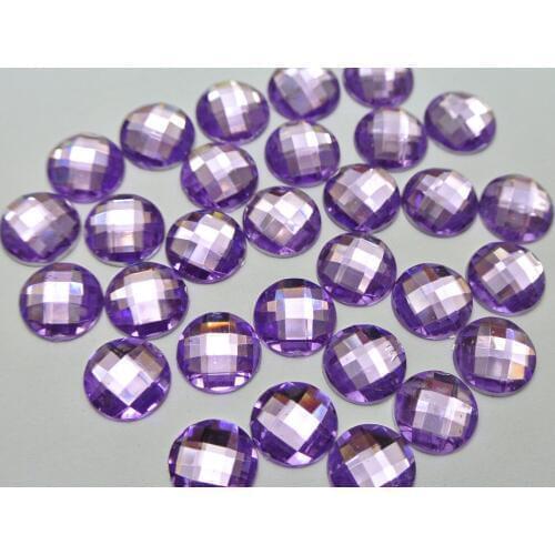 200 Purple Acrylic Flatback Faceted Round Rhinestone Gems 10mm No Hole