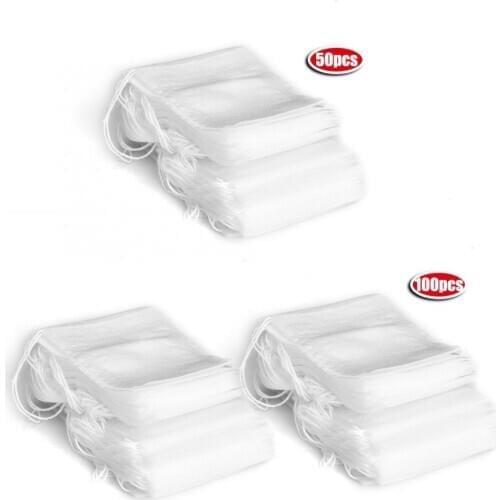 50/100 pcs 5.5*7cm Empty Tea Bags Herbs Filter Loose Paper with String Heal Seal Empty Teabags Package