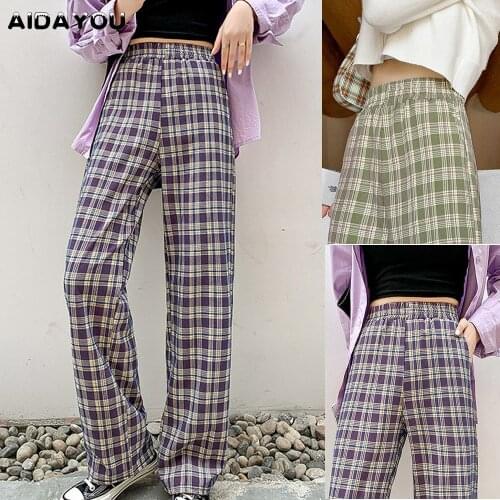 AIDAYOU Women's Plaid Trousers