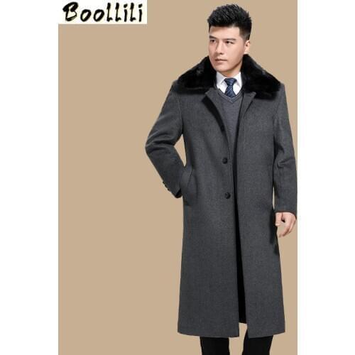 Boollili Long Wool Coat Man Business Jacket Winter Coat Men Plus Size Fur Collar Mens Coats 5xl Casaco Inverno Masculino