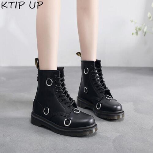 Genuine Leather Boots Women Boots Black Ankle Boots for Women Punk Motorcycle Boots Autumn Winter Shoes Women Shoes