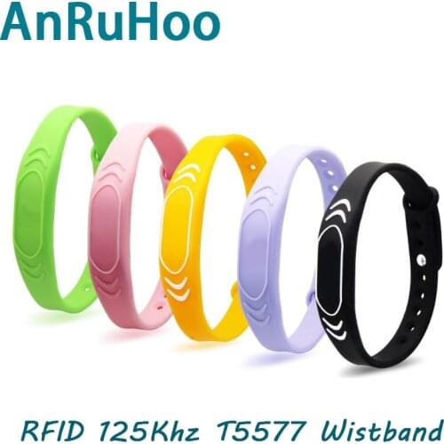 5pcs T5577 Clone Copy Bracelet Em4305 Smart Chip Wristband 125khz Rewritable Key Rfid Copier Badge Access Control Token Card