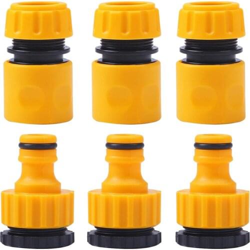 6 Pcs ABS Garden Quick Hose Connector 1/2End Double Male Hose Coupling Joint Adapter Extender Set For Hose Pipe Tube