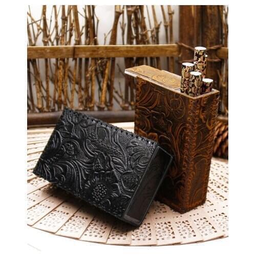 One-piece Cowhide sewing Vintage Leather Cigarette Case Portable Gadget Smoking Accessories Christmas Birthday gift to husband