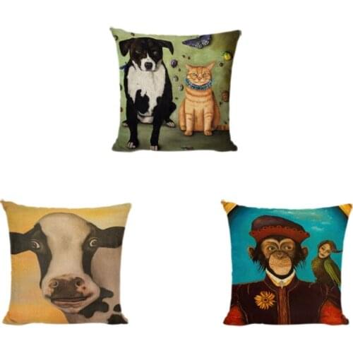 Modern Art Cats Dalmatians Cushion Covers Horse Monkey Parrot Glass Bottle Goldfish Elephant Baby Birth Gifts Throw Pillow Cases