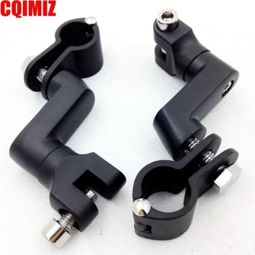 Black Motorcycle Engine Guards Longhorn Offset Peg Mounts 1-1/4" Magnum Clamp For Haley 32mm Footpeg Clamp
