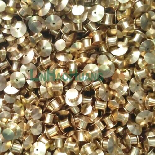 DLY 50sets/lot 10mm Badge Hat Pin Gold/Nickel/Copper Embryo Tone Metal Tie Back Lapel Fastener Card cap-10MM