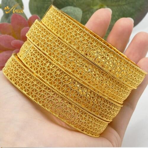 Dubai Gold Color African Bangle Jewelry For Women Ethiopian Bracelet Bangles Indian Bridal Wedding Gifts Bracelets Jewellery