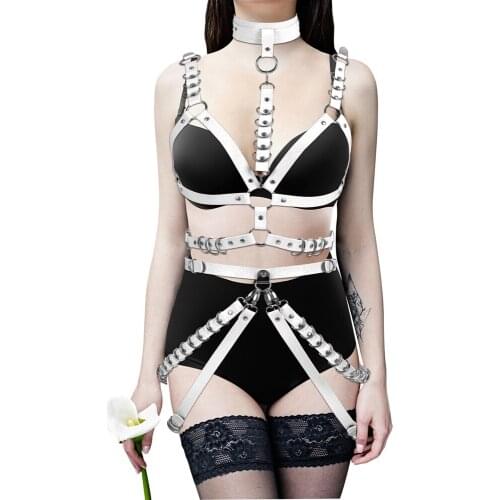 Erotic Accessories Leather Harness Woman Goth Garters Suspender Full Body Belt Sexy Lingerie Fetish Festival Rave Wear Harajuku