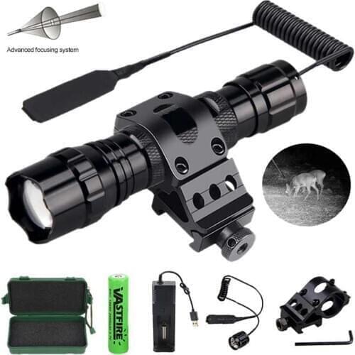 Vastfire 501B IR850nm Zoomable Focus Flashlight LED Infrared Radiation Night Vision Hunting Torch+Mount+Switch+18650+Charger+Box