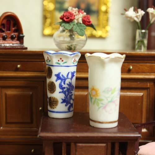 G06-X727children baby gift Toy 1:12 Dollhouse mini Furniture Miniature rement ceramic vase 2pcs/set