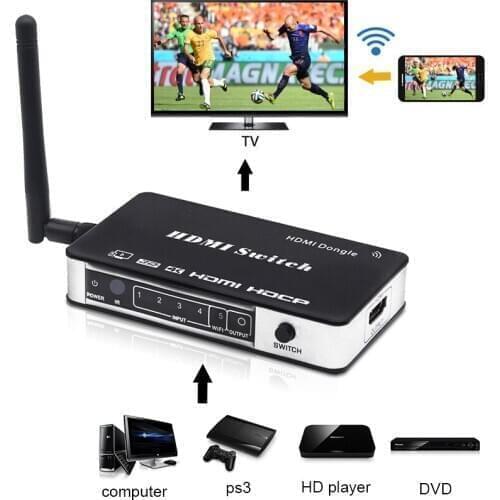 4x1 HDMI Switch Video Converter TV Stick Wireless Wifi Display Adapter Receiver Anycast DLNA Airplay Mirror Screen Phone To HDTV