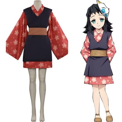 Game Demon Slayer Kimetsu no Yaiba Hinokami Kepputan Makomo Cosplay Costume Outfits Dress Halloween Carnival Suit