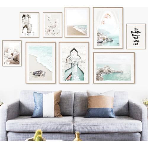 Italy Venice Sea Sand Turtle Flower Quote Wall Art Canvas Painting Nordic Posters And Prints Wall Pictures For Living Room Decor
