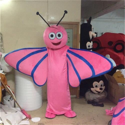 Pink Butterfly Moth Scalewing Dragonfly Mascot Costume Cartoon Character Outfit Suit Department Store Carnival Costume