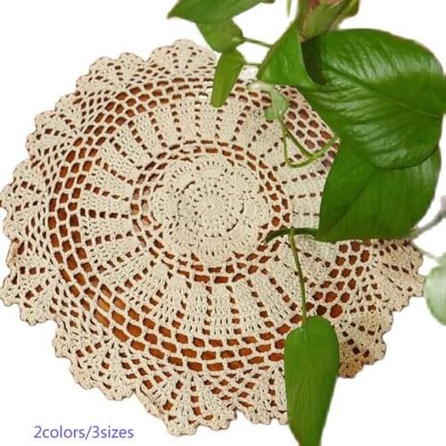 HOT Lace cotton round table place mat cloth pad crochet placemat Cup coaster tea doily mug holder handmade Kitchen accessory