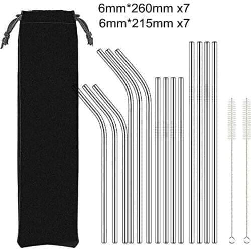 10Pcs Reusable Drinking Straw 304 Stainless Steel Metal Straw with 2 Cleaner Brush For Mugs 20/30oz