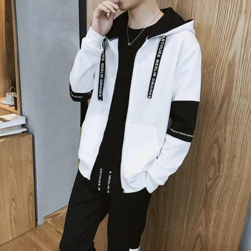 2021 New Men Sets Fashion Sporting Suit Brand Patchwork Zipper Sweatshirt +Sweatpants Mens Clothing 2 Pieces Sets Slim Tracksuit