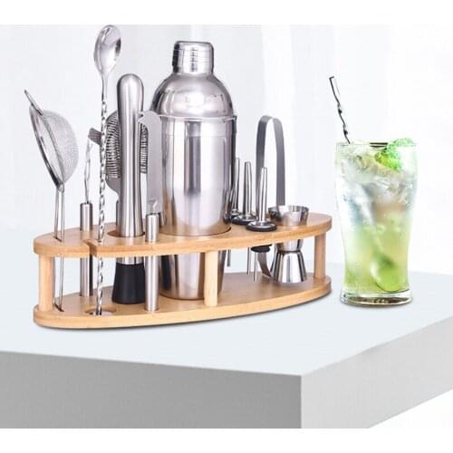 Stainless Steel Cocktail Shaker Set Bartender Kit Shakers For Mixer Martini European Style Bar Pine Set Home Drink Party Tools