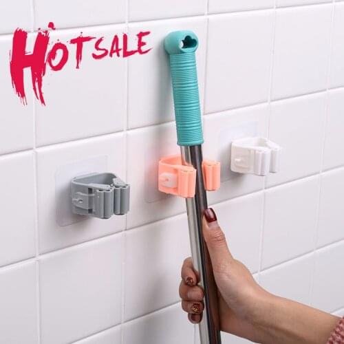 Wall Mounted Mop Organizer Holder Brush Broom Hanger Home Storage Rack Bathroom Suction Hanging Pipe Hooks Household Tools Home