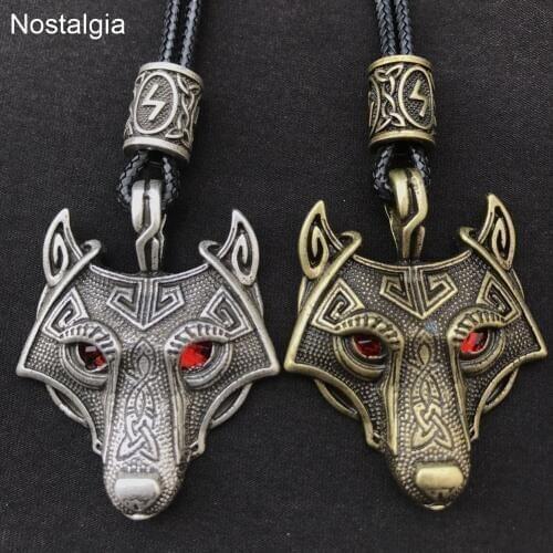 Nostalgia Viking Jewelry Teen Wolf Amulet Wicca Pagan Animal Pendant Talisman Nordic Rune Bead Gothic Necklace Men