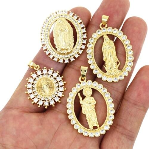 2021 New Arrival Gold Color Copper CZ Virgin Mary Necklaces Pendant Chain Charm For Women Girls Birthday Wedding Xmas Party Jewe