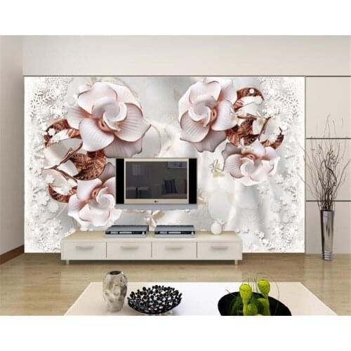 Beibehang Custom Wallpaper Living Room Bedroom mural Luxurious Diamond Flower 3d Jewelry TV Background Wall Murder 3d wallpaper