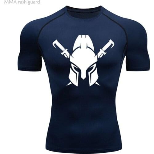 Workout Clothes Men Bodybuilding T-shirt Compression Sportswear Fitness MMA Running shirts Quick dry Sports Top Training shirt