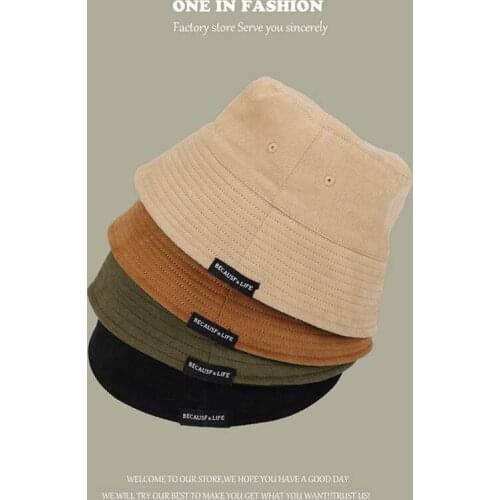 Hip Hop Solid Color Letter Label Bucket Hat Autumn Double Sided Outdoor Panama Hat For Women Trendy Punk Polyester Fisherman Hat