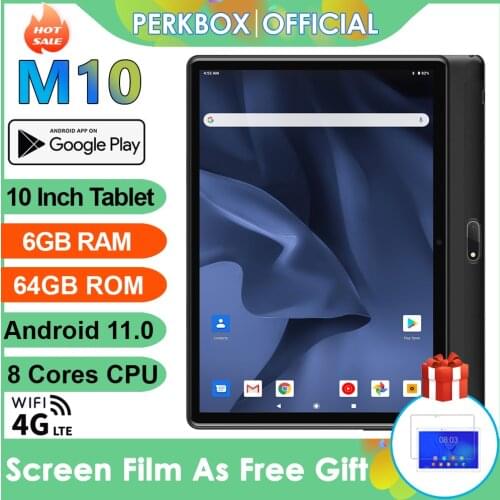 Perkbox 10 Inch Tablet Android 10.0 Octa Core 6GB RAM 64GB ROM 1280x800 HD Screen 5.0MP Cameras 4G LTE Phone GPS WiFi Youtube