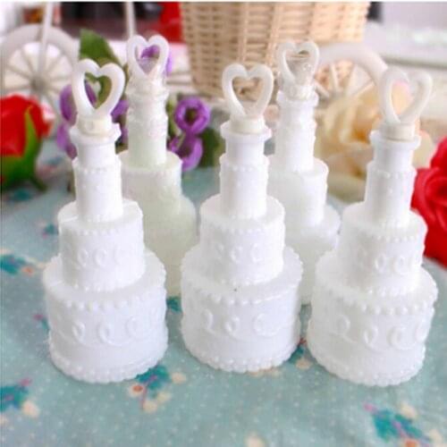 4pcs/lot Plastic Cake Shaped Empty Bubble Soap Bottles Of Soap Bubbles Heart Shape For Decoration Party Wedding Cake Sharp Party
