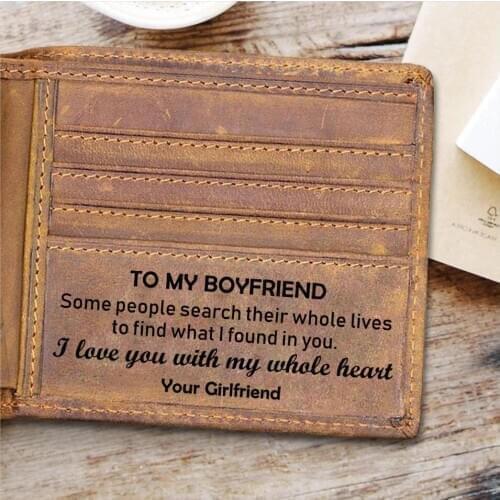 Girlfriend to Boyfriend Birthday Christmas Gift Mens Male Wallet Engraving Purse Card Holder Bifold Wallets Purses