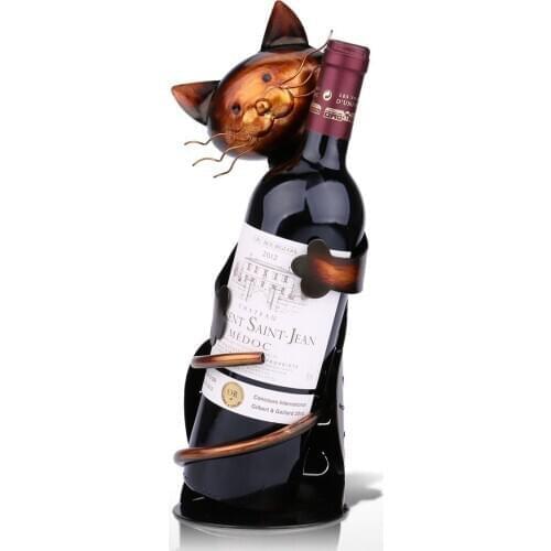 TOOARTS Cat Wine Rack Wine Holder Shelf Metal Practical Sculpture Wine stand Home Decoration Interior Crafts Christmas Gift