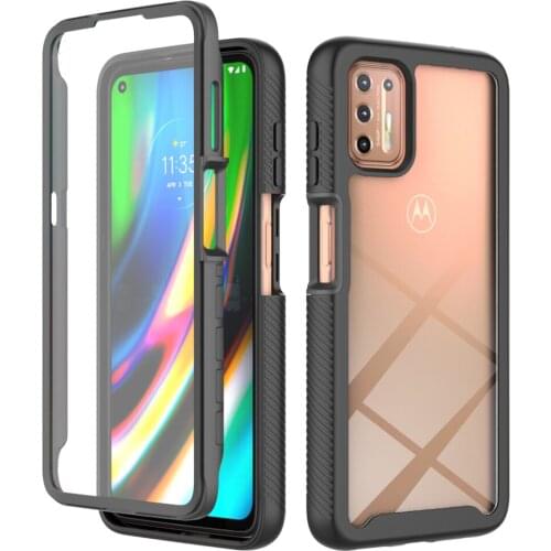 Full Protection Shockproof Case For Motorola Moto G9 Plus G9 Play Soft TPU + PET Front Film Clear Acrylic Hard PC Back Cover
