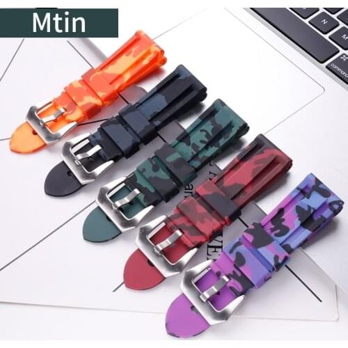 24mm rubber strap mens pin buckle watch accessories For Panerai watch strap outdoor sports wristband ladies bracelet tool